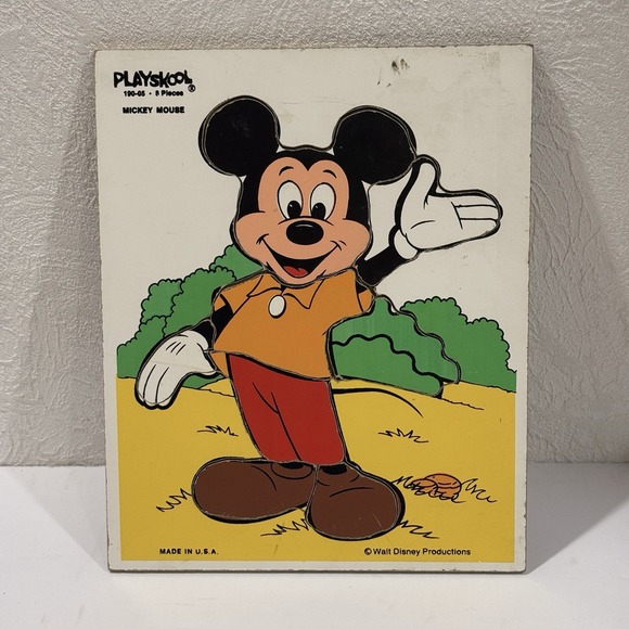 Playskool Other - Vintage Walt Disney WOOD Puzzle PLAYSKOOL Mickey Mouse 190-05 8 pieces 9x12" T17